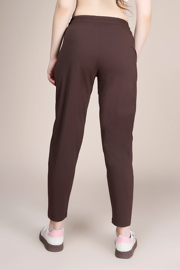 Women Solid Regular Fit Track Pants with COTEX