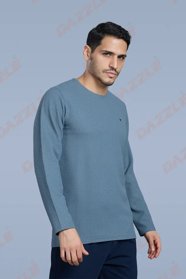 BOOST ROUND NECK FULL SLEEVE T SHIRT - CHINA BLUE
