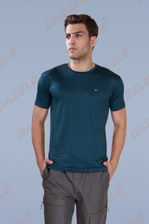 BUTTER LYCR R-NECK T-SHIRT - BOTTLE GREEN