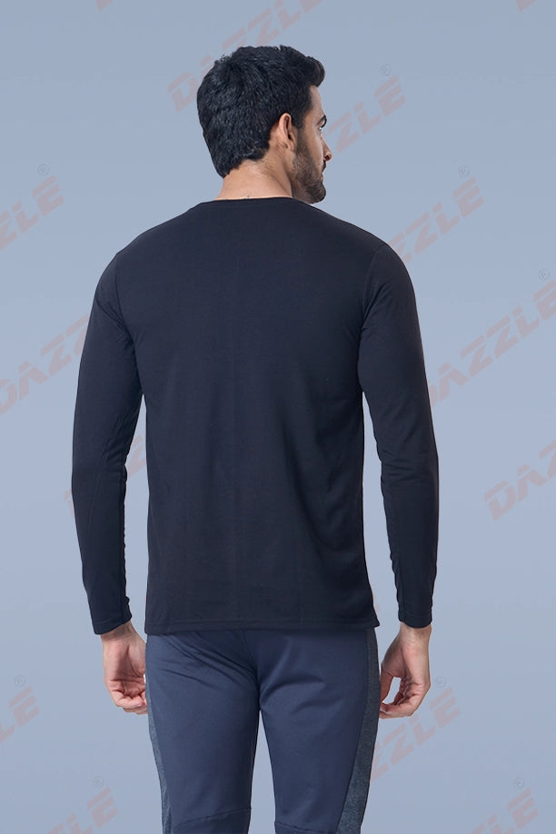 ROUND NECK T-SHIRT FULL SLEEVE (PC) - BLACK