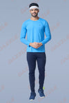ROUND NECK FULL SLEEVES T- SHIRT - SKY BLUE