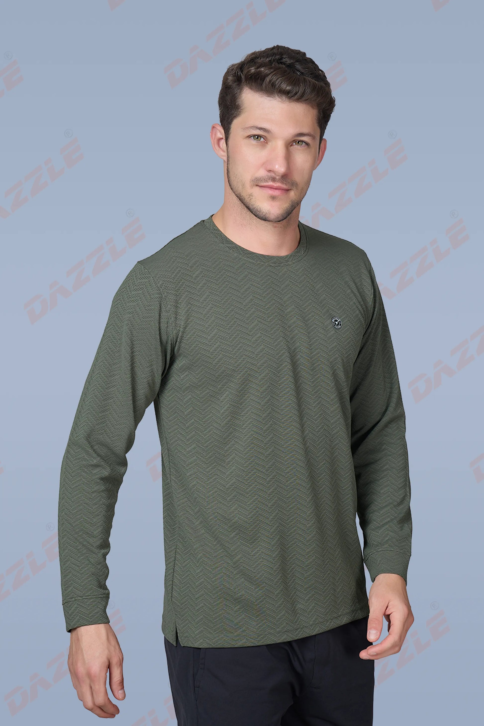 WAVE FULL SLEEVE TSHIRT- OLIVE GREEN