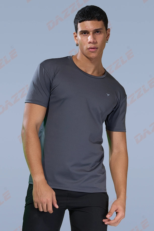 BUTTER LYCR R-NECK T-SHIRT - DARK GREY