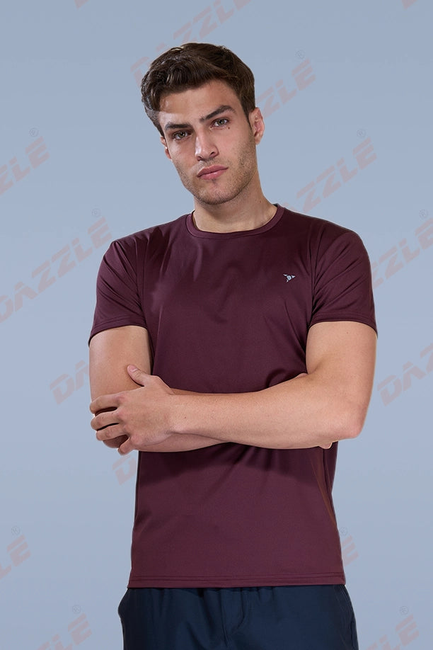 BUTTER LYCR R-NECK T-SHIRT - MAROON