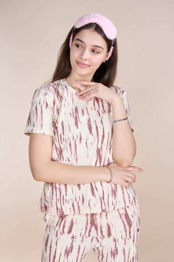 Women Printed Comfort Fit Co-ord Night Suit with QUADREX