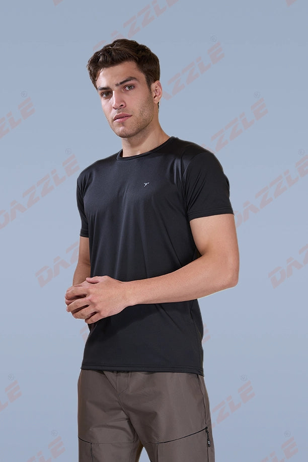 BUTTER LYCR R-NECK T-SHIRT - BLACK