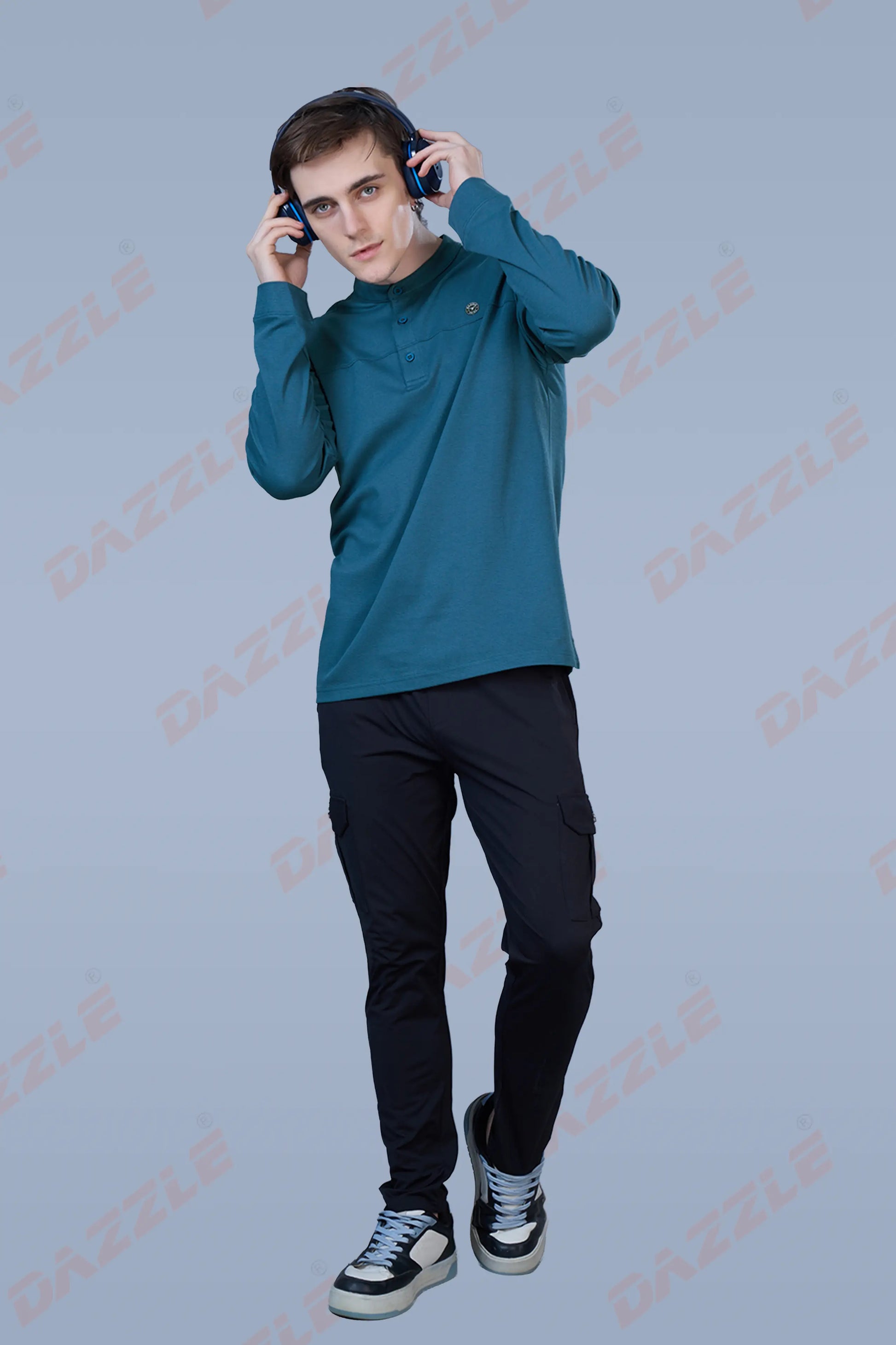 ATLAS FULL SLEEVES T-SHIRT - TEAL BLUE