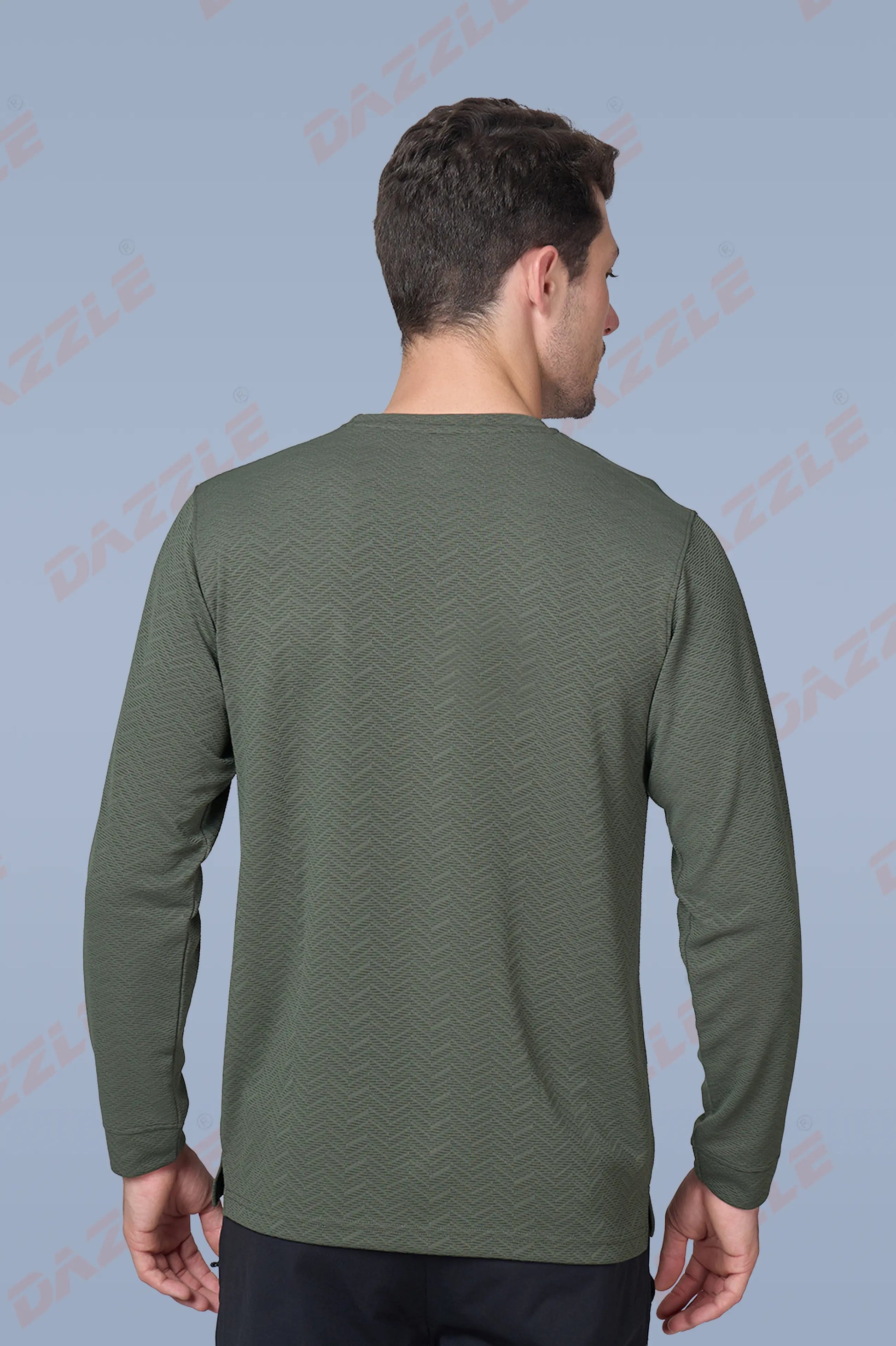 WAVE FULL SLEEVE TSHIRT- OLIVE GREEN