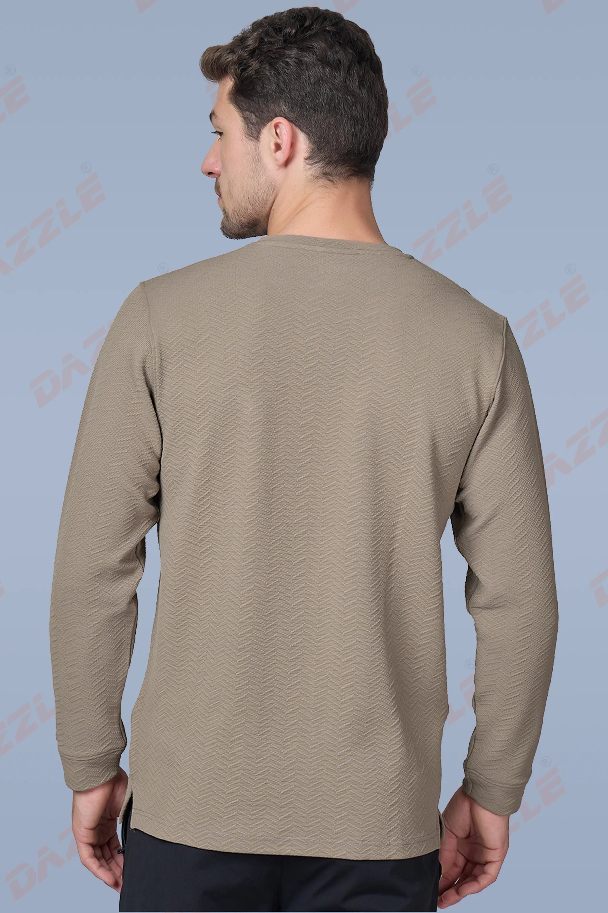 WAVE FULL SLEEVE TSHIRT- LIGHT BROWN