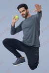 ROUND NECK FULL SLEEVES T- SHIRT - DARK GREY