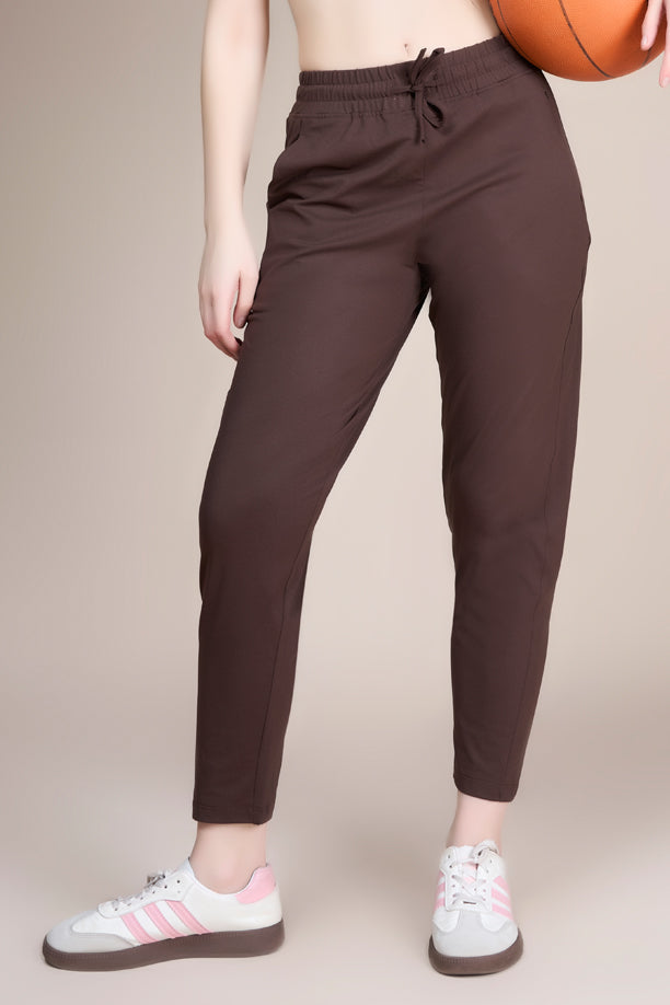 Women Solid Regular Fit Track Pants with COTEX