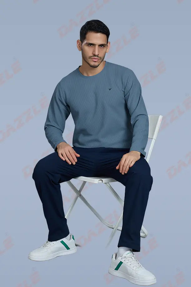 BOOST ROUND NECK FULL SLEEVE T SHIRT - CHINA BLUE