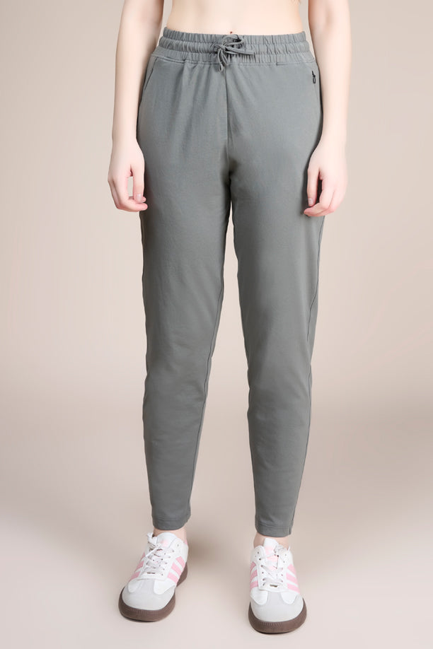 Women Solid Regular Fit Track Pants with COTEX