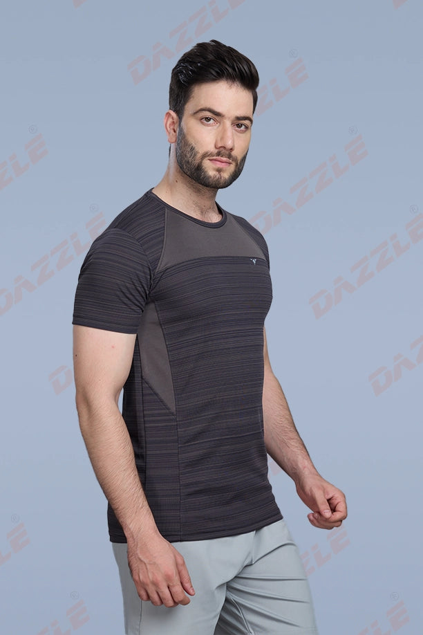 CRAZY FANCY ROUND NECK T-SHIRT - COFFEE