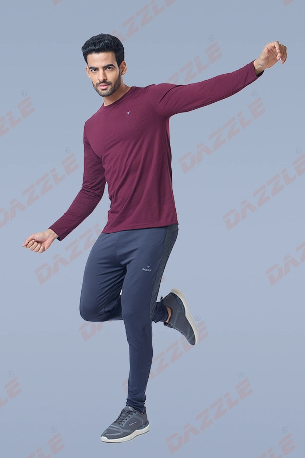 ROUND NECK FULL SLEEVES T- SHIRT - ITALIAN PLUM