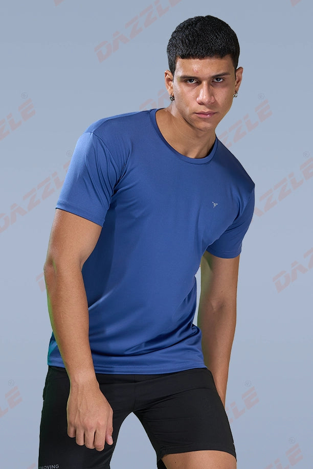 BUTTER LYCR R-NECK T-SHIRT - BLUE
