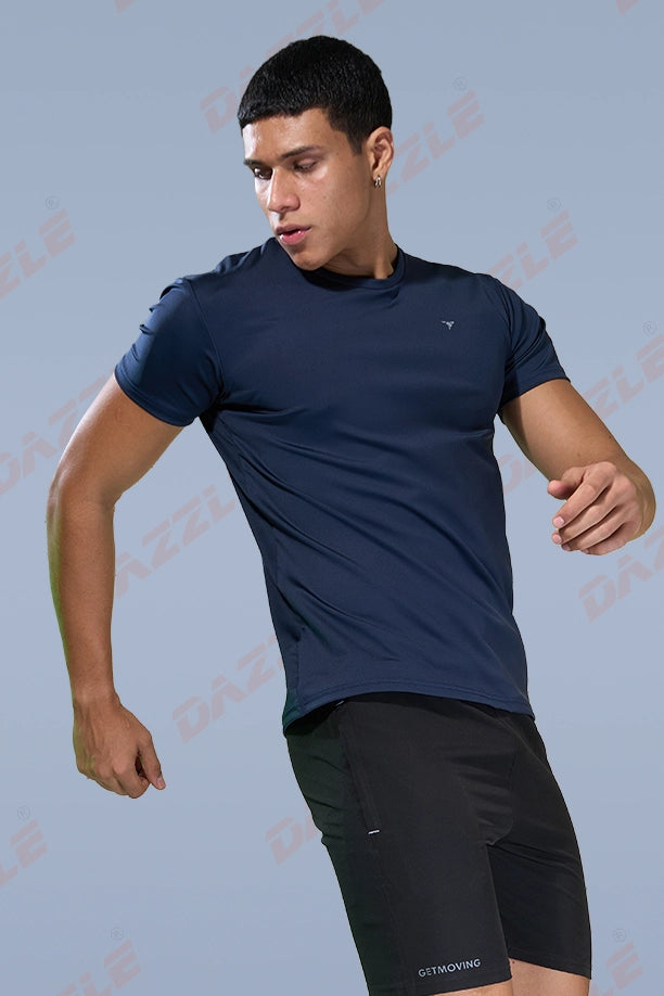 BUTTER LYCR R-NECK T-SHIRT - NAVY BLUE