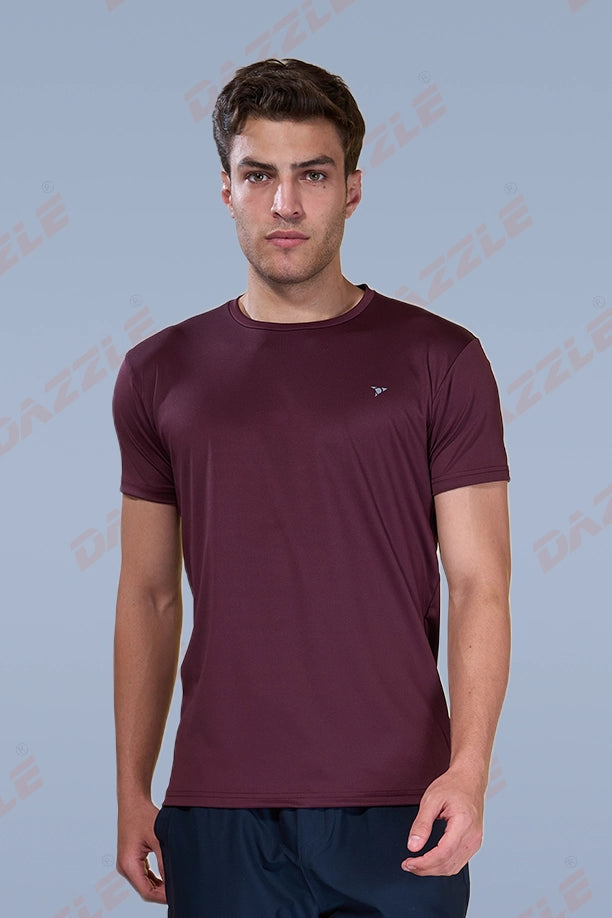 BUTTER LYCR R-NECK T-SHIRT - MAROON