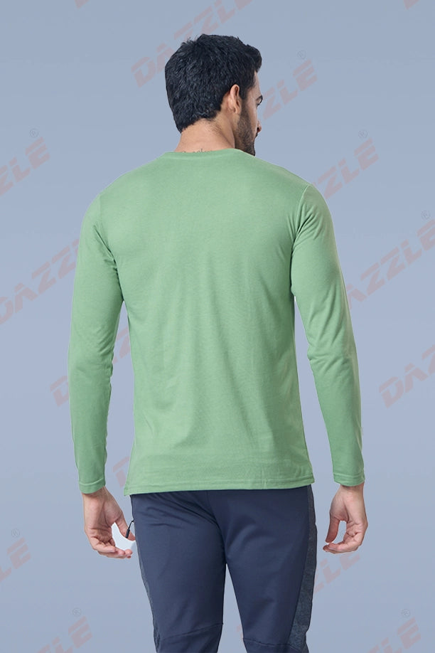 ROUND NECK FULL SLEEVES T- SHIRT - GREEN