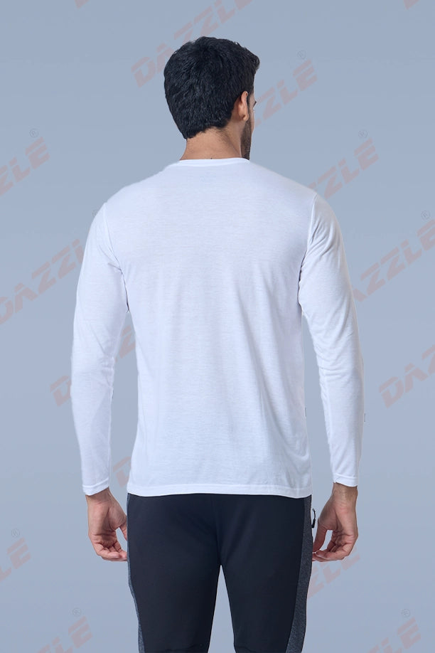 ROUND NECK FULL SLEEVES T- SHIRT - WHITE