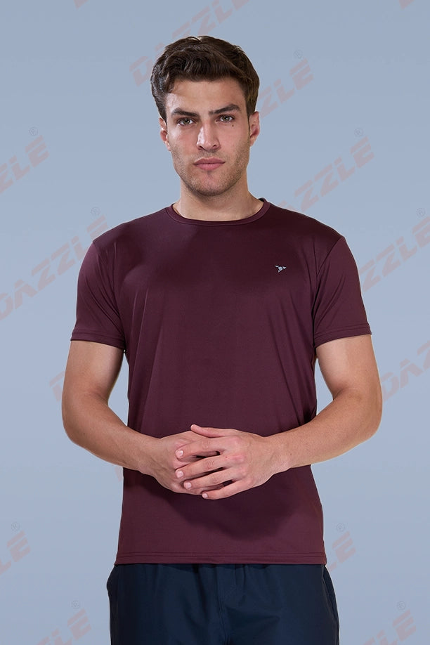 BUTTER LYCR R-NECK T-SHIRT - MAROON