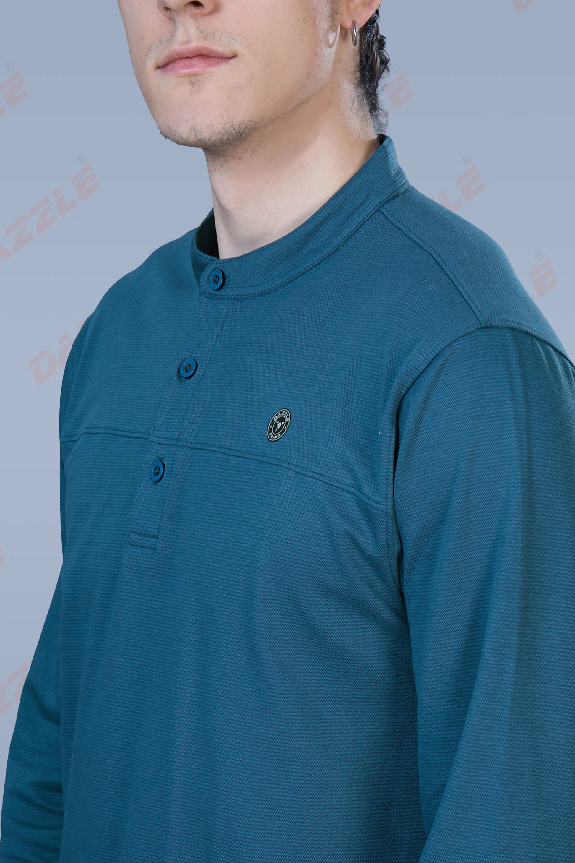 ATLAS FULL SLEEVES T-SHIRT - TEAL BLUE