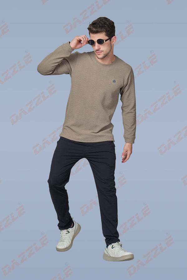 WAVE FULL SLEEVE TSHIRT- LIGHT BROWN