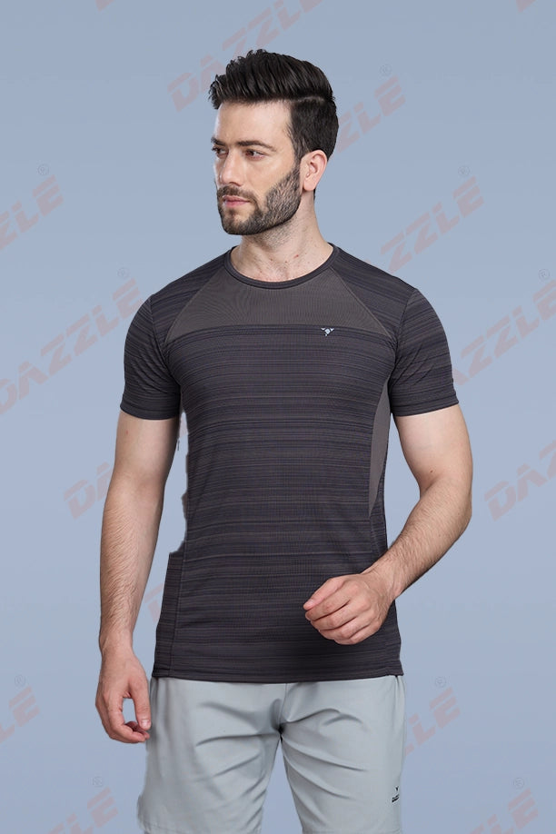CRAZY FANCY ROUND NECK T-SHIRT - COFFEE