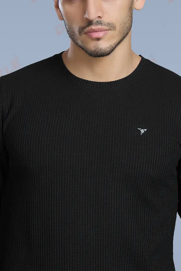 BOOST ROUND NECK FULL SLEEVE T SHIRT - BLACK