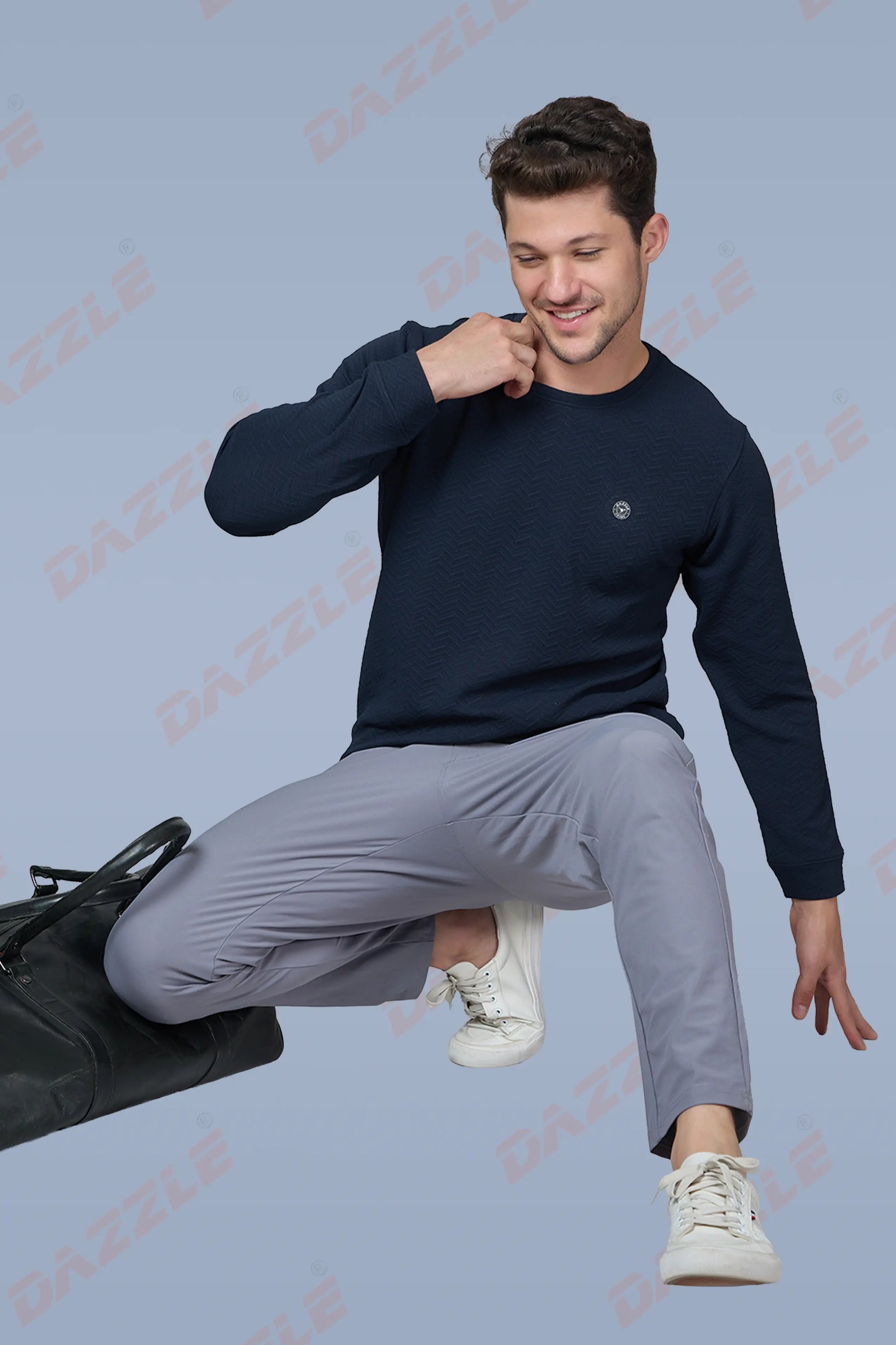 WAVE FULL SLEEVE TSHIRT- NAVY BLUE