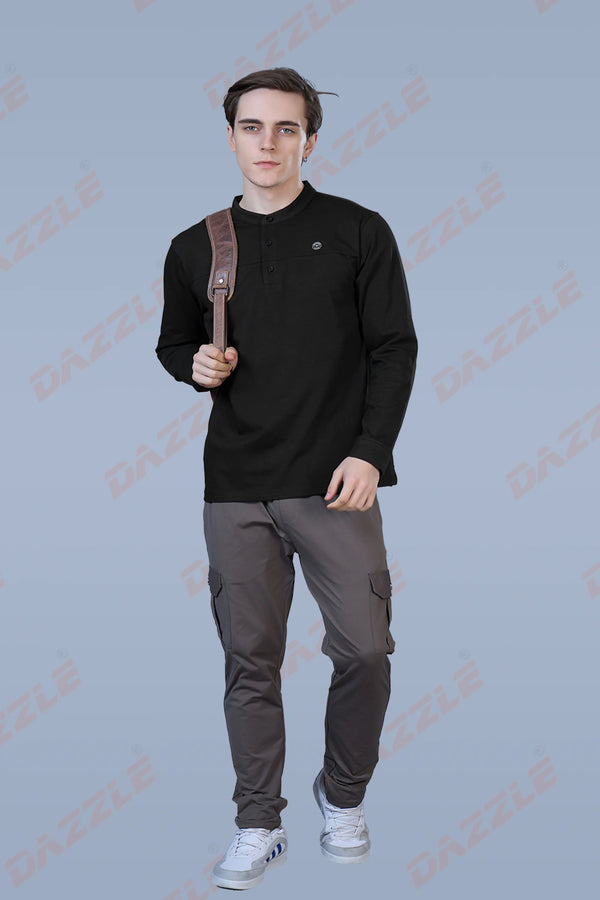 ATLAS FULL SLEEVES T-SHIRT - BLACK