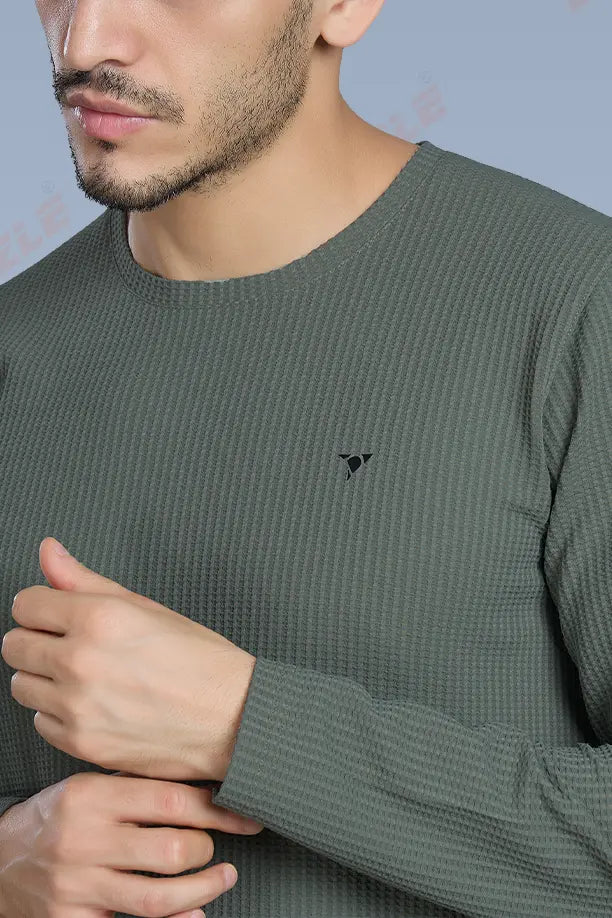 BOOST ROUND NECK FULL SLEEVE T SHIRT - SMOCKY OLIVE