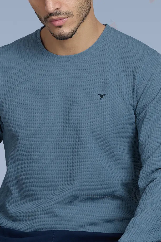 BOOST ROUND NECK FULL SLEEVE T SHIRT - CHINA BLUE