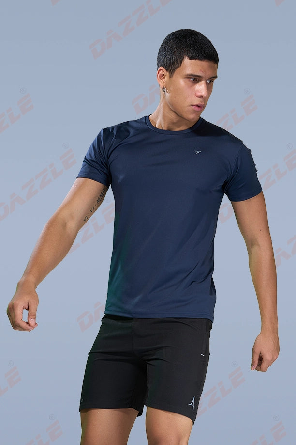 BUTTER LYCR R-NECK T-SHIRT - NAVY BLUE