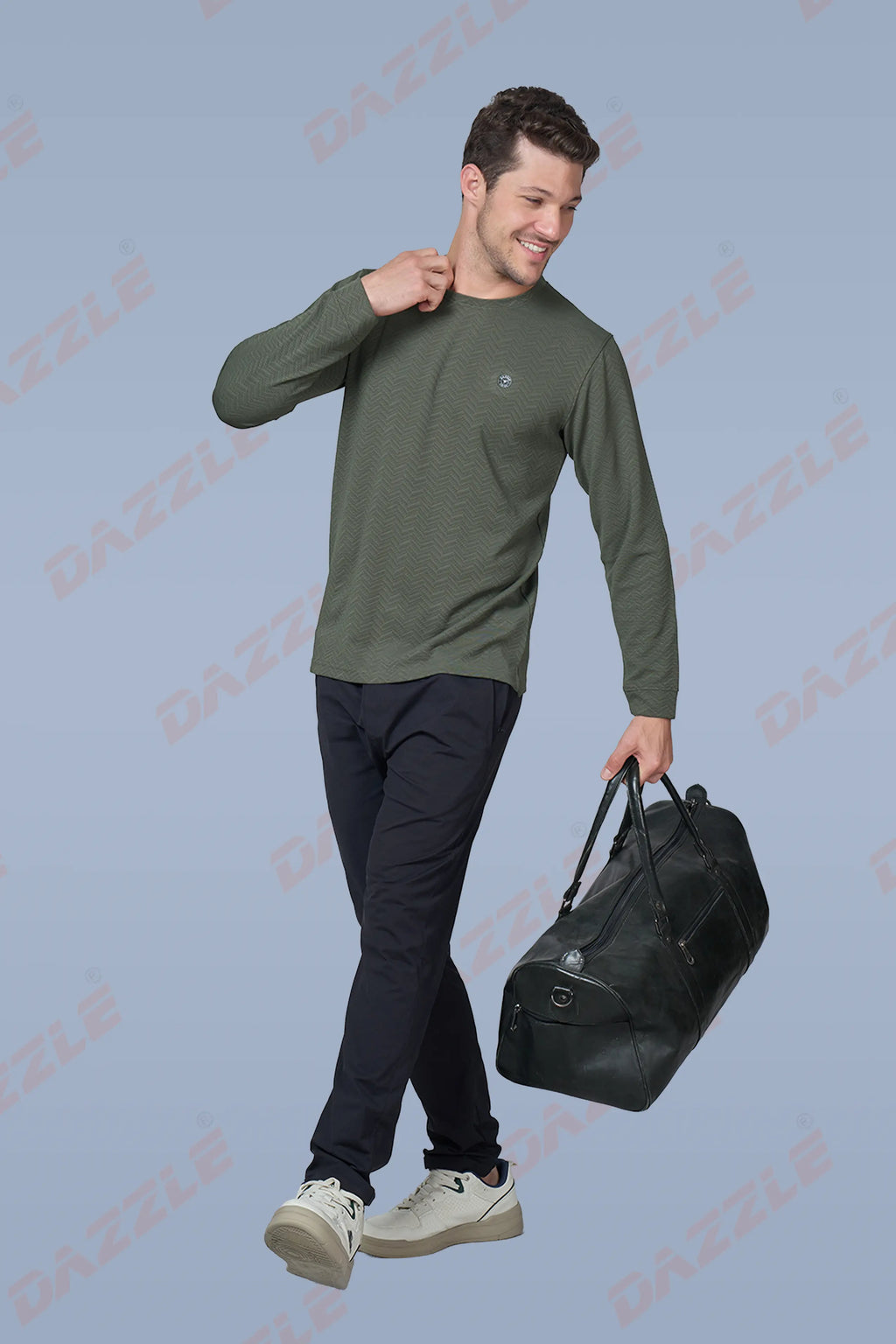 WAVE FULL SLEEVE TSHIRT- OLIVE GREEN