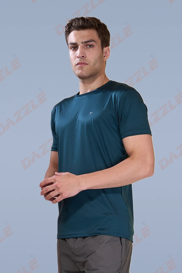 BUTTER LYCR R-NECK T-SHIRT - BOTTLE GREEN