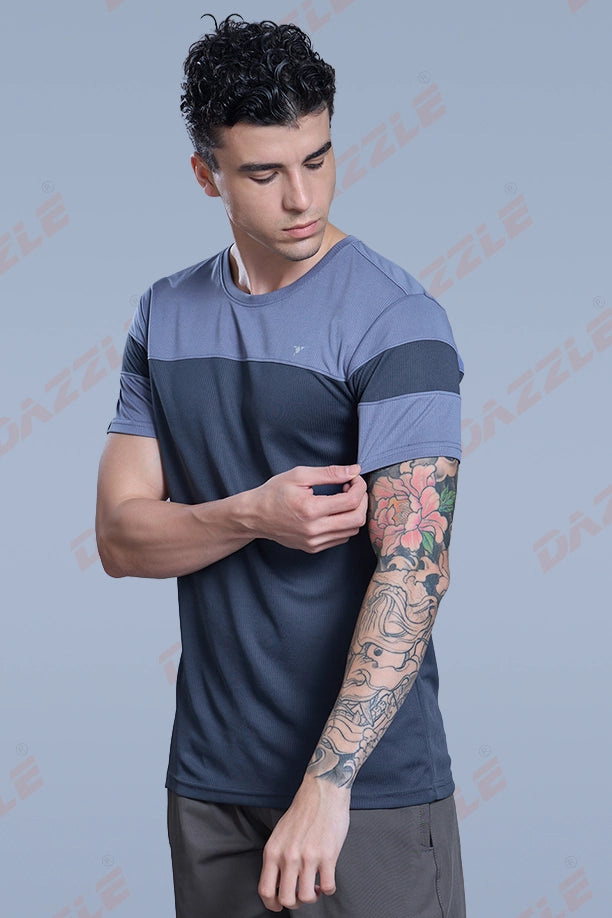 PRIDE ROUND NECK T-SHIRT - BLUE GREY DARKGREY