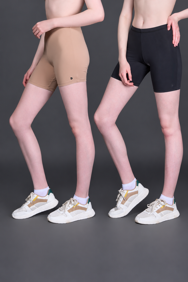 Women Solid Cycling Shorts Pack of 2 with QUADREX