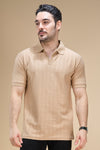 Men Richcott Cotton Regular Fit Self-Textured Polo T-Shirt