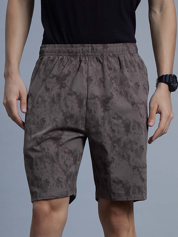 Men Regular Fit Printed Cotton Shorts with Zipper Pockets