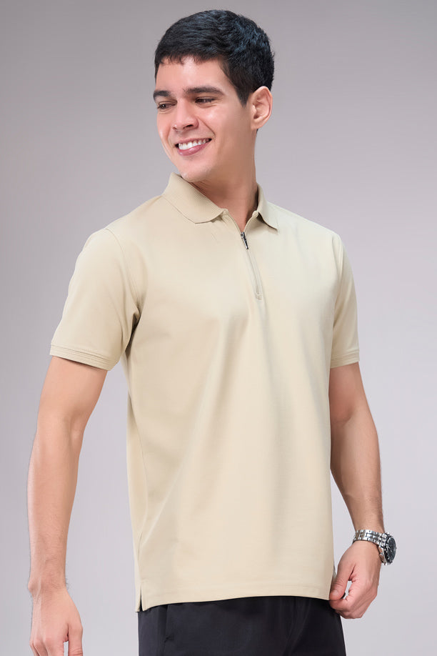 Men Cotton Blend Regular Fit Polo T-Shirt with Edge