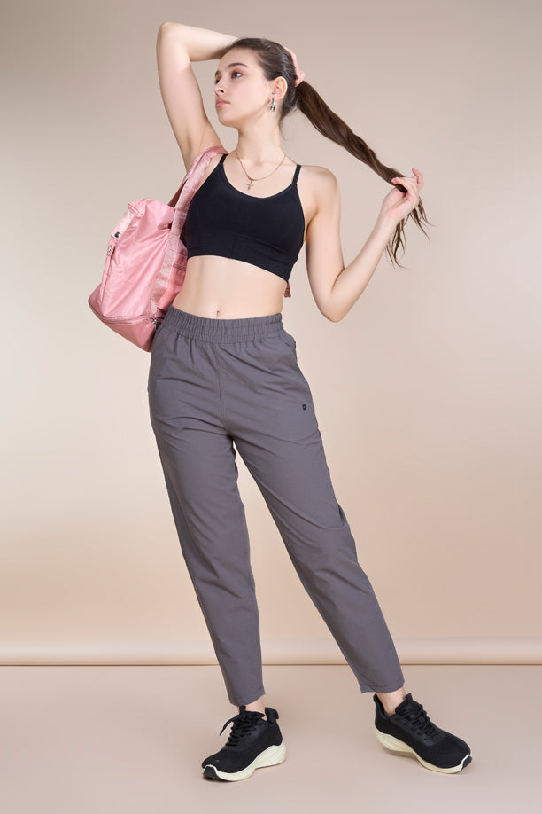 Women Regular Fit Track Pants with Woven Terry