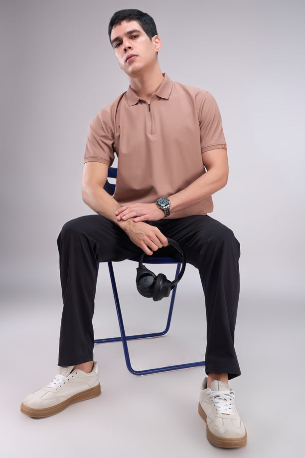 Men Cotton Blend Regular Fit Polo T-Shirt with Edge