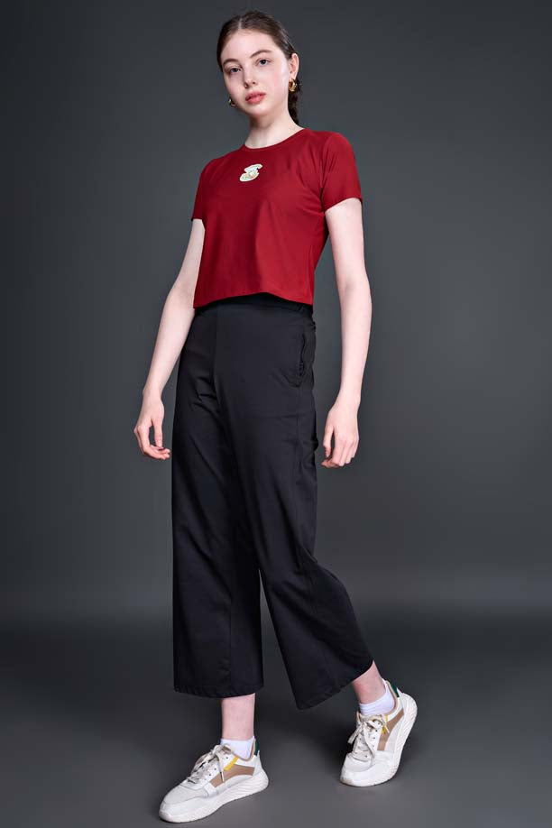 Women Printed Regular Fit Crop T-shirt with COTEX
