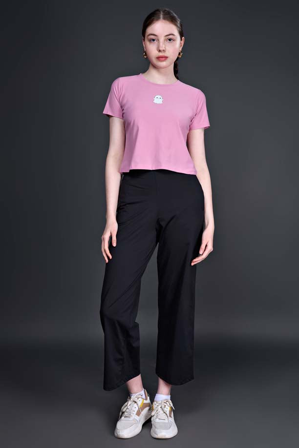 Women Printed Regular Fit Crop T-shirt with COTEX