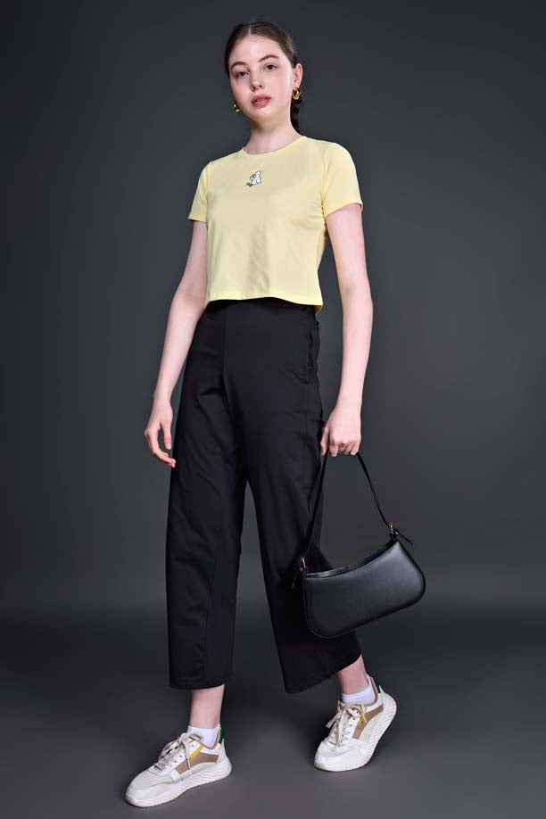 Women Printed Regular Fit Crop T-shirt with COTEX