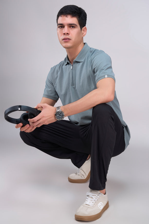 Men Cotton Blend Regular Fit Polo T-Shirt with Edge