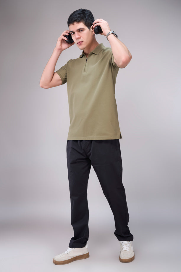 Men Cotton Blend Regular Fit Polo T-Shirt with Edge