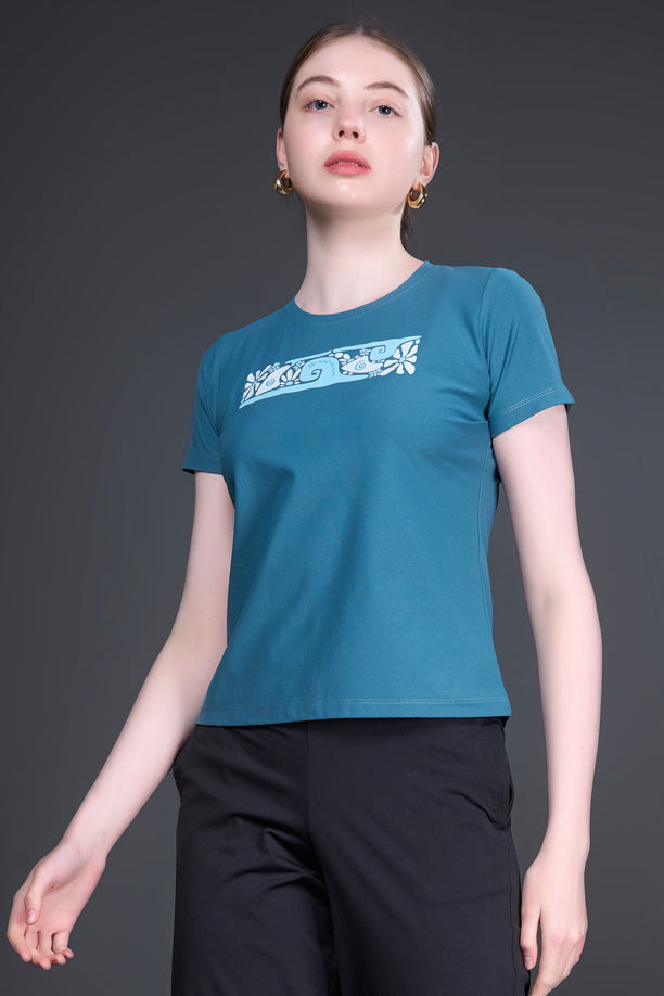 Women Graphic Regular Fit Round Neck T-shirt with COTEX