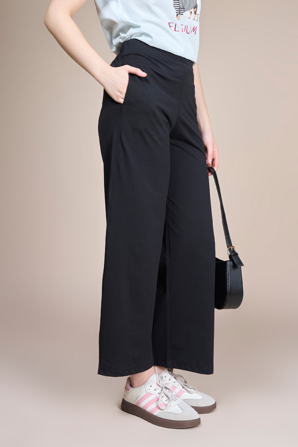 Women Soild Wide Leg Pants with COTEX